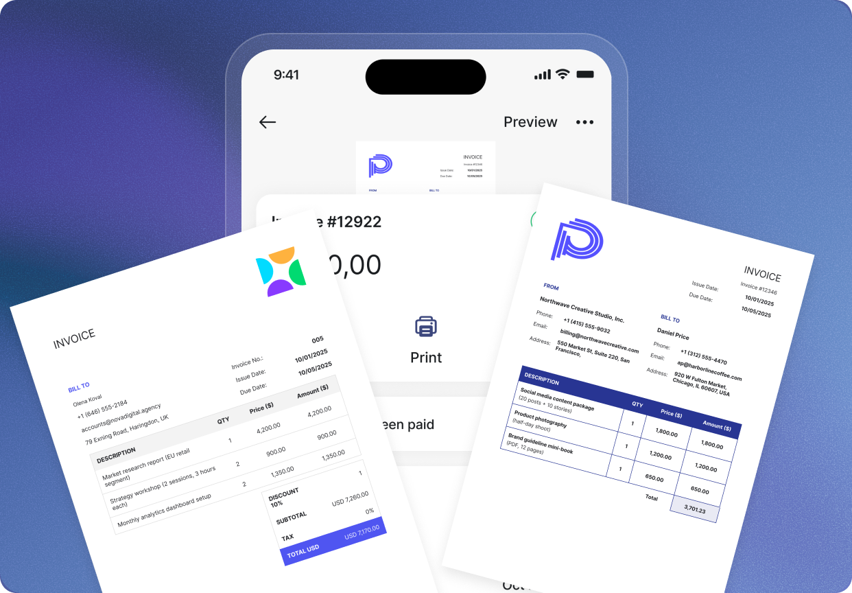 Create invoices and estimates